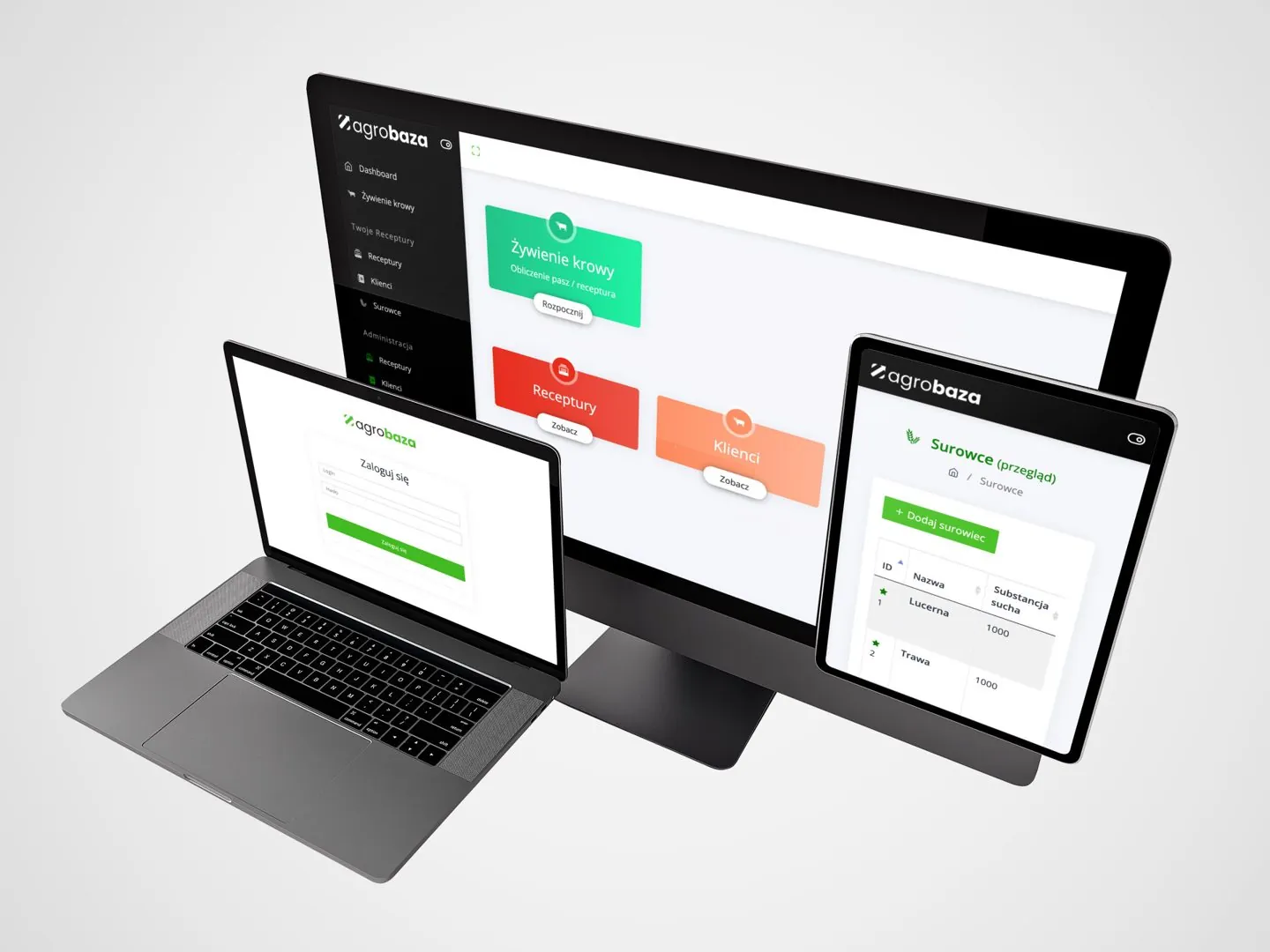 System wsparcia doradztwa żywieniowego Agrobaza na komputerze, laptopie i tablecie